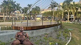 exhibiting my huge cock in public parks and plazas