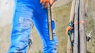 Small cock sissy pisses outdoors in humiliation fun?