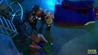 a criminal battles blonde brunette milfs with fake boobs before group doggystyle facial sex erupts