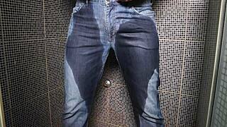 jeans soaked in piss then explosive cumshot outdoors whoa