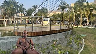 exhibiting my huge cock in public parks and plazas