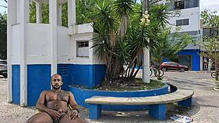 exhibiting my huge cock in public parks and plazas
