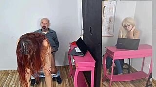 Cheating on wife with skinny redhead secretary