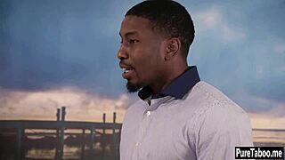 sexy blonde teen slams down on massive black cock