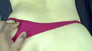 i'm a sexy thong-wearing mexicana masturbating hard before squirting on cock