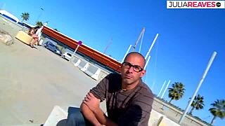 Beach anal shocks her wildly!