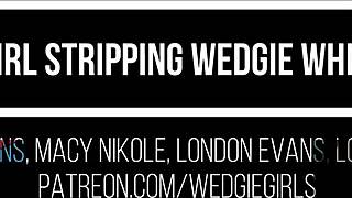 Who's Next? Four Sexy Girls Wedgie Strip on Patreon Wheel