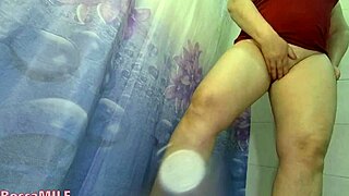 best chubby ass pees shower then orgasms bent over so good