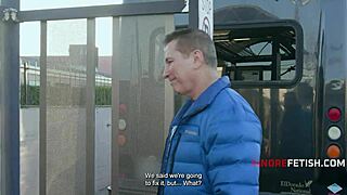 driver pounds busty blonde milf redhead teen after bus breakdown!