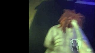 Redhead ebony bbw's huge tits bounce as big black cock face fucks her throat deep