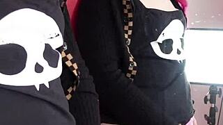 redhead tranny pinky strokes to mirror cumshot