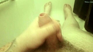 Amateur Dude Wanks Cock in Steamy Shower Bath