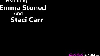 Emma Stonned And Staci Carr Best Friends Finger Lick And Scissor Bubble Butts