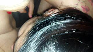 backseat threesome two hot wives ride cock!