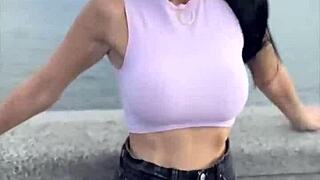 Brunette babe Clea Gaultier dates afternoon in Prague