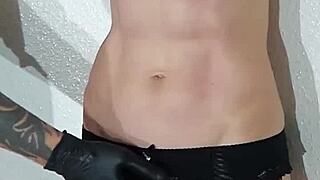 Bound redhead milf squirts on fucking machine with nipple clamps