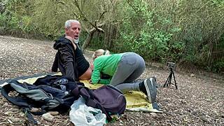 stepbrother excursion turns into mountain blowjob cum in mouth