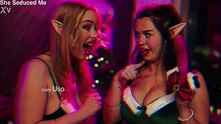 Elves kiss and lick to save Christmas wet pussies!