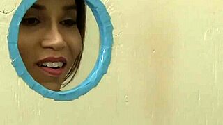 big tits shemale tori mayes slurps gloryhole cock!