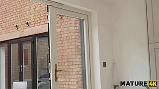 mature blonde cougar throats robber's cock after massive boobs mercy!