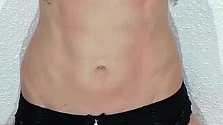 Bound redhead milf squirts on fucking machine with nipple clamps