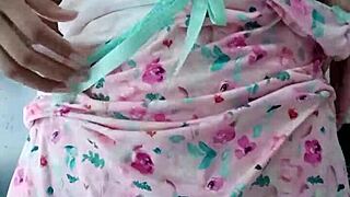 my innocent latina colleague models sexy pink pajamas