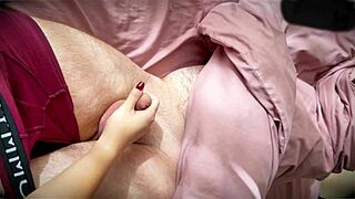 Redhead in lingerie sucks cock teasing wildly!