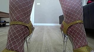 Home cam spies mature housewife's plump legs in nurse outfit...