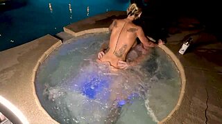 Blonde wife Deliah cheats in hot tub!