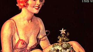 Vintage Christmas Antique Retro Scenes In Classic Holiday Setting