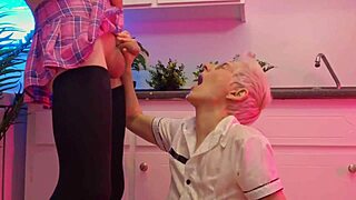 Cute Short-Haired Euro Couple: Homemade Blowjob Ends in Facial Piss and Cum