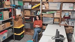 Ready to watch this beautiful teen thief ride security's cock hard in the office?