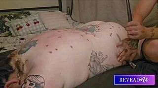 curvy babe's hot wax drips on tits and back
