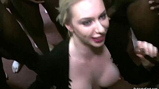 Grace Harper Swallows Sticky Bukkake Cumshots in Wild Blowbang Party