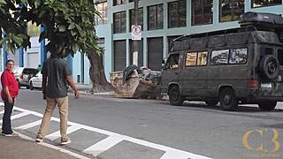 Granny Gets Bareback Fucked in City Trailer Park BTS Interview Cumshot