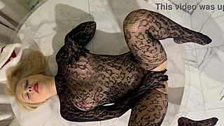 Milf slut sucks Santa under tree then takes cum in shaved pussy