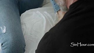 Dharma Jones hairy brunette bent over Mike Mancini's monster cock