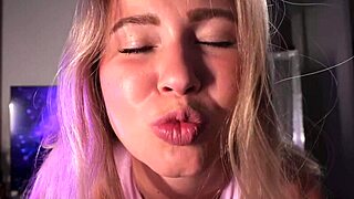blonde babe dances pink bodysuit off mirror, toys wet pussy hard?