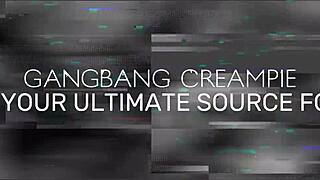 GANGBANG CREAMPIE! Tiny 18+ Glasses Girl Mochi Mona STUFFED With COCK!