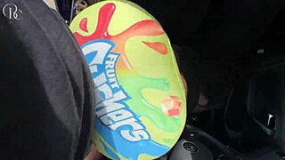 big ass ebony slut bends over tight shorts at car wash for gloryhole doggystyle pounding