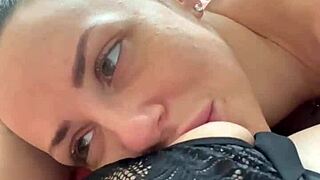 oh god she teases my huge clit suckin my nipples so good...lesbian play!