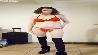 Strip Tease Turns into Deep Dildo Throat Fuck?