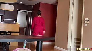 maid's chubby chinese tits bounce as i fuck her doggystyle ending in creampie