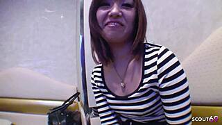 Slim Japanese teen chats dirty before deep creampie cowgirl on first date uncensored