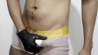 Latina fitness babe strips rips clothes and screams in crazy casting masturbation workout