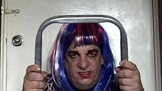 Crossdresser Takes Dildo Deep Ass To Mouth