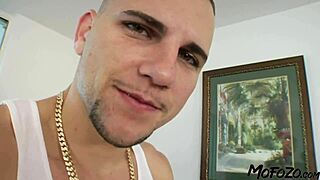 18 year old brunette deepthroats monster cock for sloppy facial cumshot