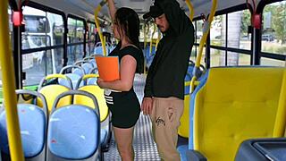student groped hard on crowded bus in public amateur ride