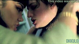 okkulon gets rough sloppy spit kissing with little puck lana's nasty lesbian tongue