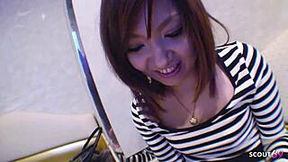 Slim Japanese teen chats dirty before deep creampie cowgirl on first date uncensored